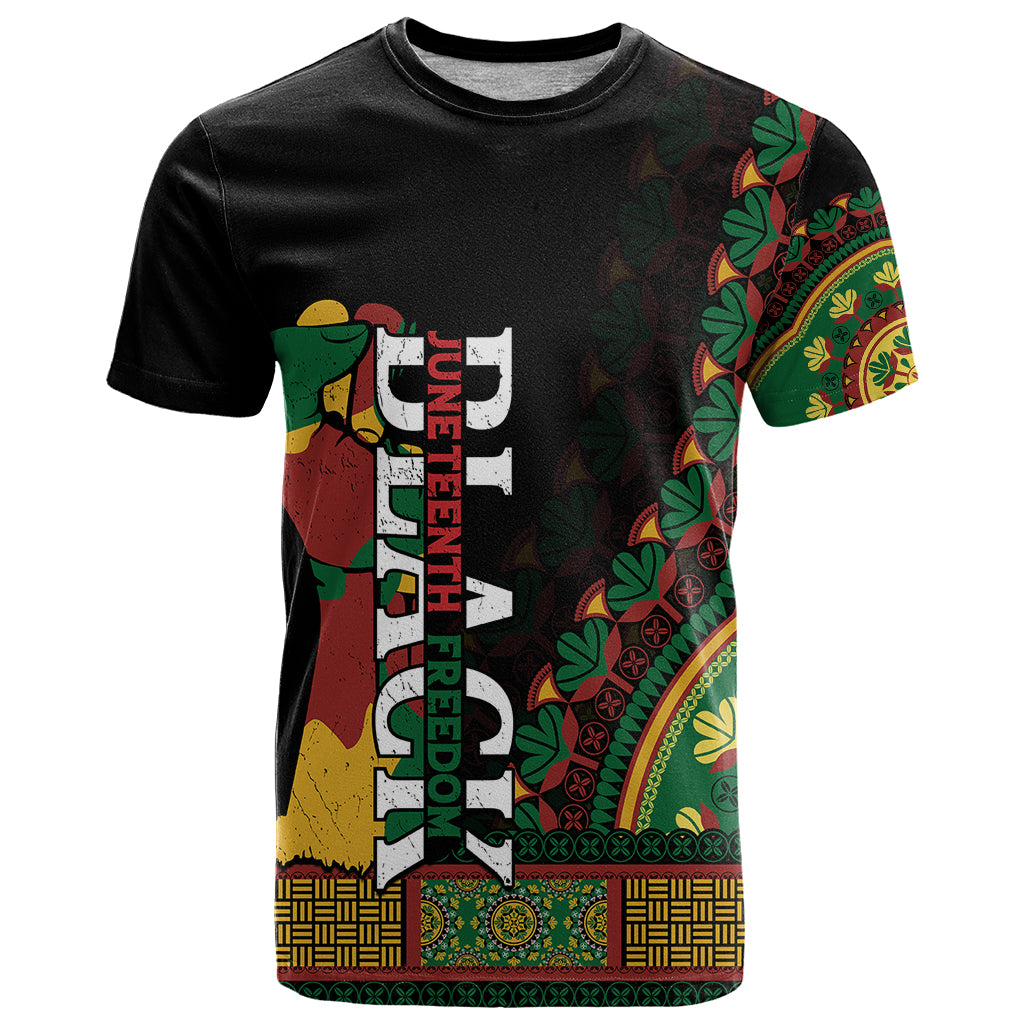 Jundteenth T Shirt Black Jundteenth Freedom Africa Pattern - Wonder Print Shop