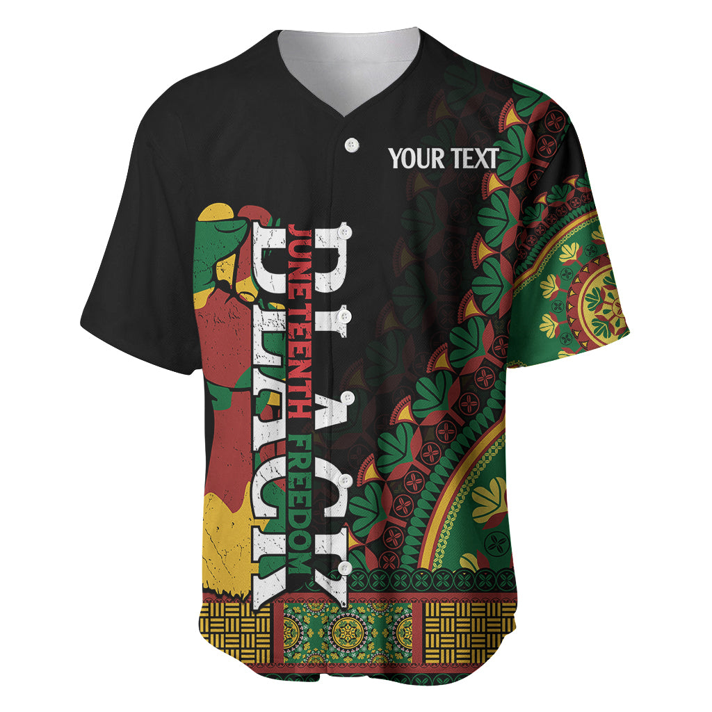 Custom Jundteenth Baseball Jersey Black Jundteenth Freedom Africa Pattern LT9 - Wonder Print Shop