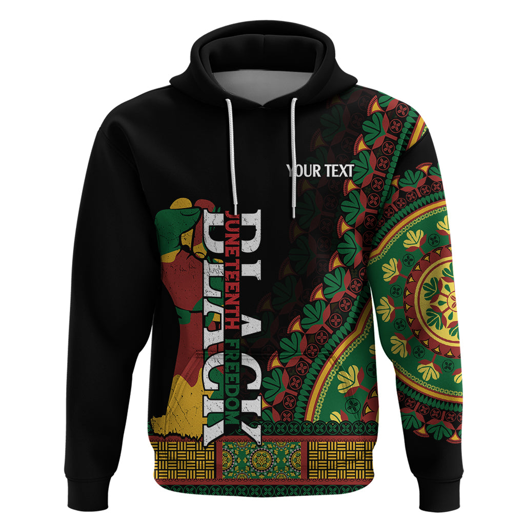 Custom Jundteenth Hoodie Black Jundteenth Freedom Africa Pattern - Wonder Print Shop