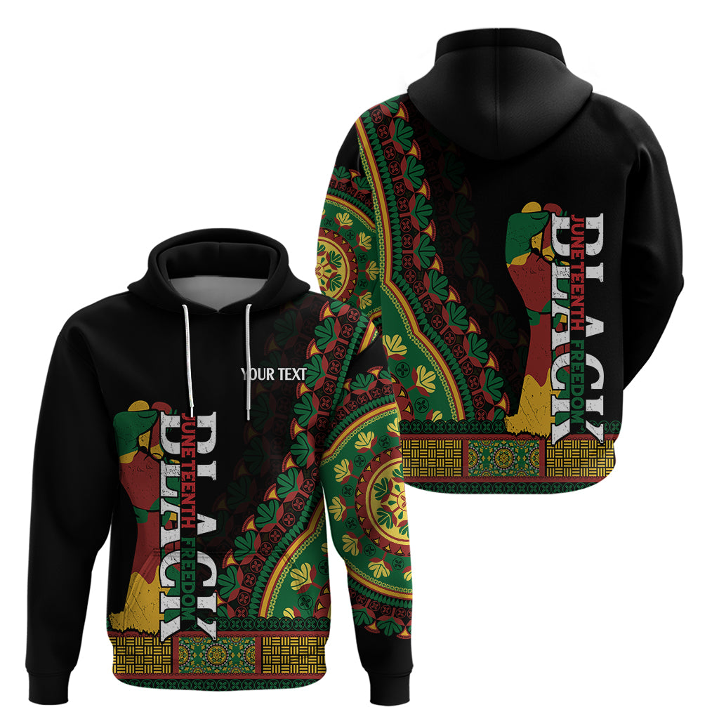 Custom Jundteenth Hoodie Black Jundteenth Freedom Africa Pattern - Wonder Print Shop
