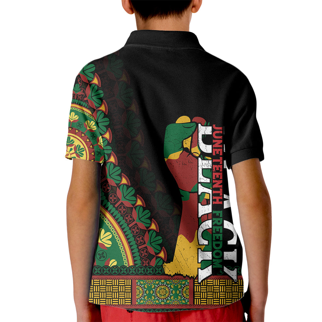 Custom Jundteenth Kid Polo Shirt Black Jundteenth Freedom Africa Pattern - Wonder Print Shop