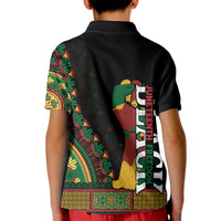 Custom Jundteenth Kid Polo Shirt Black Jundteenth Freedom Africa Pattern - Wonder Print Shop