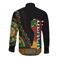 Custom Jundteenth Long Sleeve Button Shirt Black Jundteenth Freedom Africa Pattern - Wonder Print Shop
