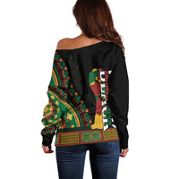 Custom Jundteenth Off Shoulder Sweater Black Jundteenth Freedom Africa Pattern - Wonder Print Shop
