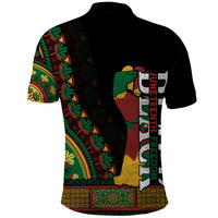 Custom Jundteenth Polo Shirt Black Jundteenth Freedom Africa Pattern - Wonder Print Shop