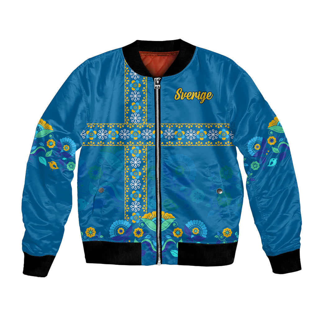 Sweden Bomber Jacket Konungariket Sverige Scandinavian Pattern LT9 - Wonder Print Shop