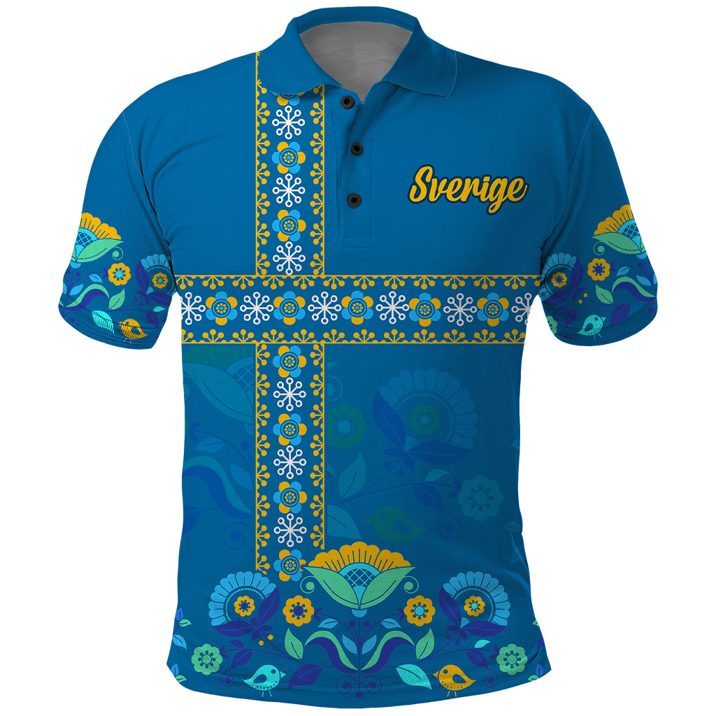Sweden Polo Shirt Konungariket Sverige Scandinavian Pattern - Wonder Print Shop