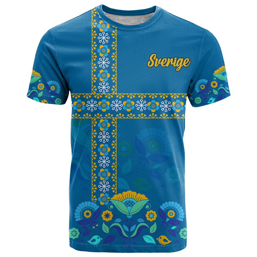 Sweden T Shirt Konungariket Sverige Scandinavian Pattern - Wonder Print Shop