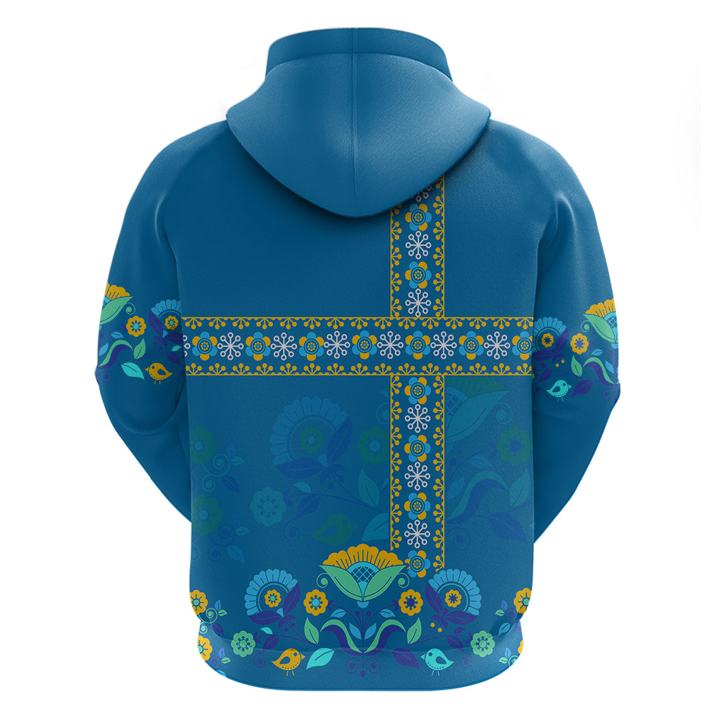 Custom Sweden Hoodie Konungariket Sverige Scandinavian Pattern - Wonder Print Shop