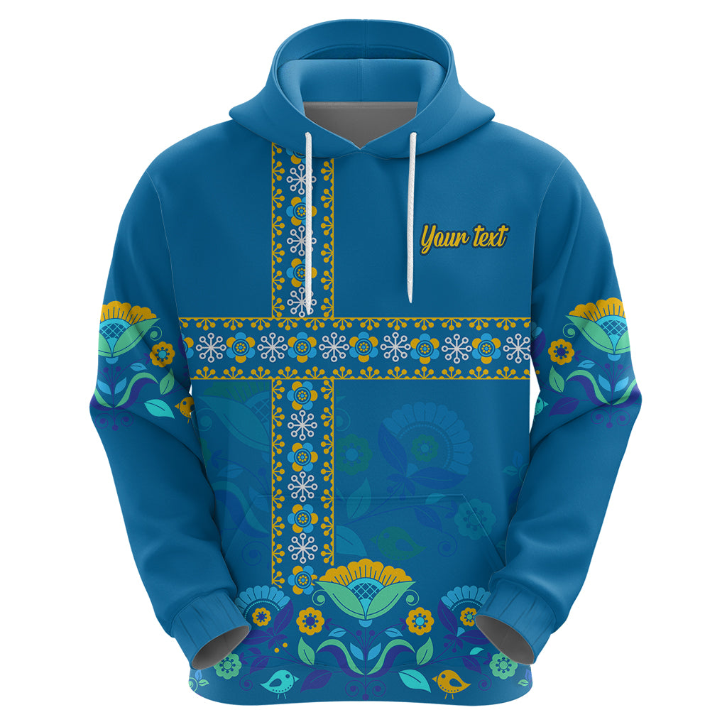 Custom Sweden Hoodie Konungariket Sverige Scandinavian Pattern - Wonder Print Shop