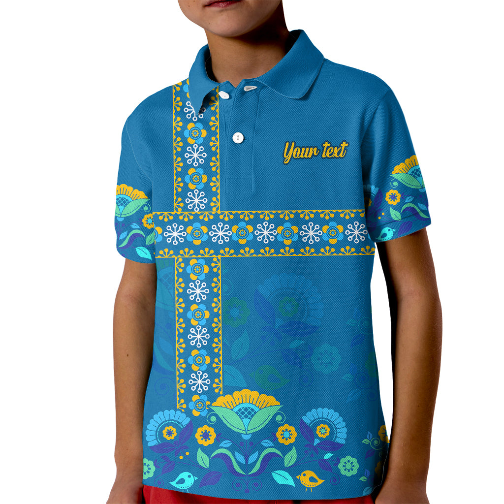custom-sweden-kid-polo-shirt-konungariket-sverige-scandinavian-pattern
