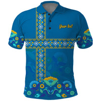 Custom Sweden Polo Shirt Konungariket Sverige Scandinavian Pattern - Wonder Print Shop