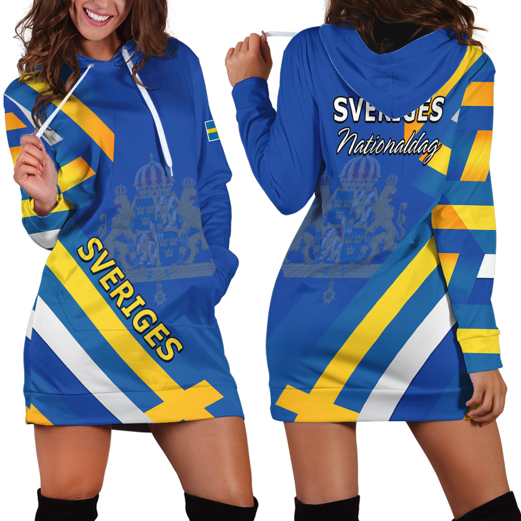 Sweden National Day Hoodie Dress Sveriges Nationaldag Flag Style - Wonder Print Shop