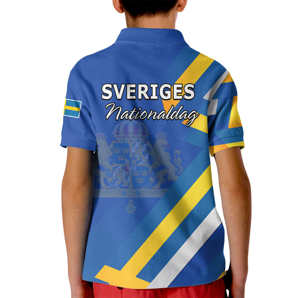 Sweden National Day Kid Polo Shirt Sveriges Nationaldag Flag Style - Wonder Print Shop