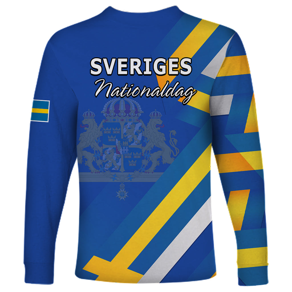 Sweden National Day Long Sleeve Shirt Sveriges Nationaldag Flag Style - Wonder Print Shop