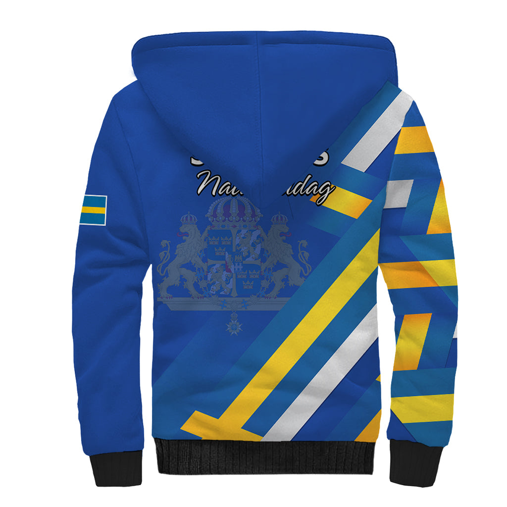 Sweden National Day Sherpa Hoodie Sveriges Nationaldag Flag Style - Wonder Print Shop
