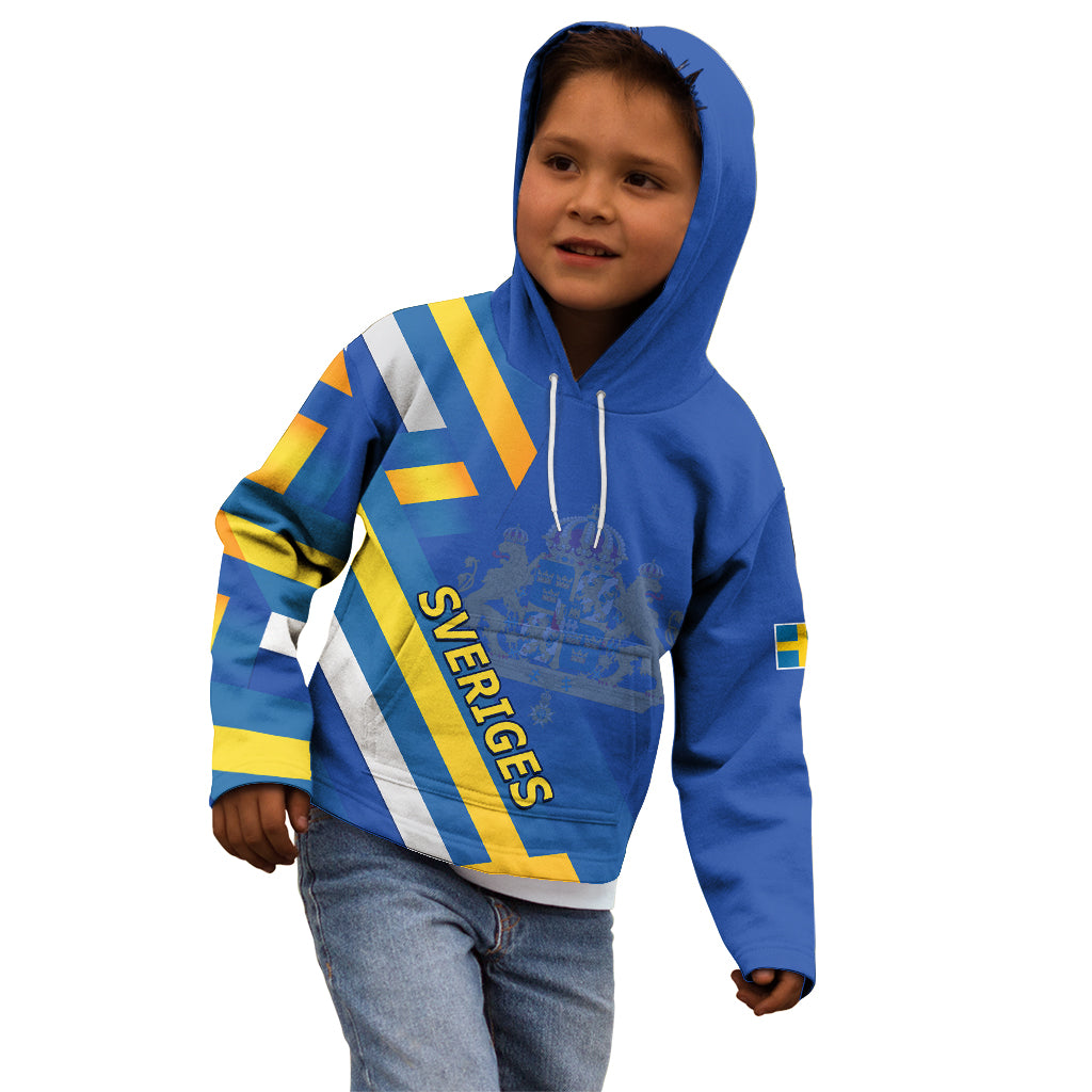 Custom Sweden National Day Kid Hoodie Sveriges Nationaldag Flag Style - Wonder Print Shop