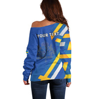 Custom Sweden National Day Off Shoulder Sweater Sveriges Nationaldag Flag Style - Wonder Print Shop