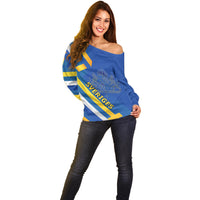 Custom Sweden National Day Off Shoulder Sweater Sveriges Nationaldag Flag Style - Wonder Print Shop