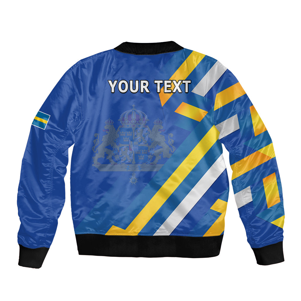 Custom Sweden National Day Sleeve Zip Bomber Jacket Sveriges Nationaldag Flag Style - Wonder Print Shop
