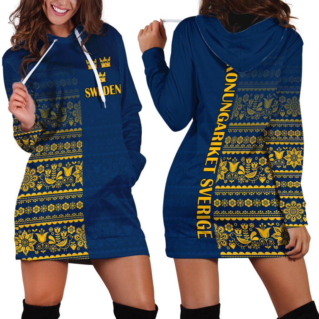 Sweden Tre Kronor Hoodie Dress Sverige With Half Scandinavian Design - Wonder Print Shop