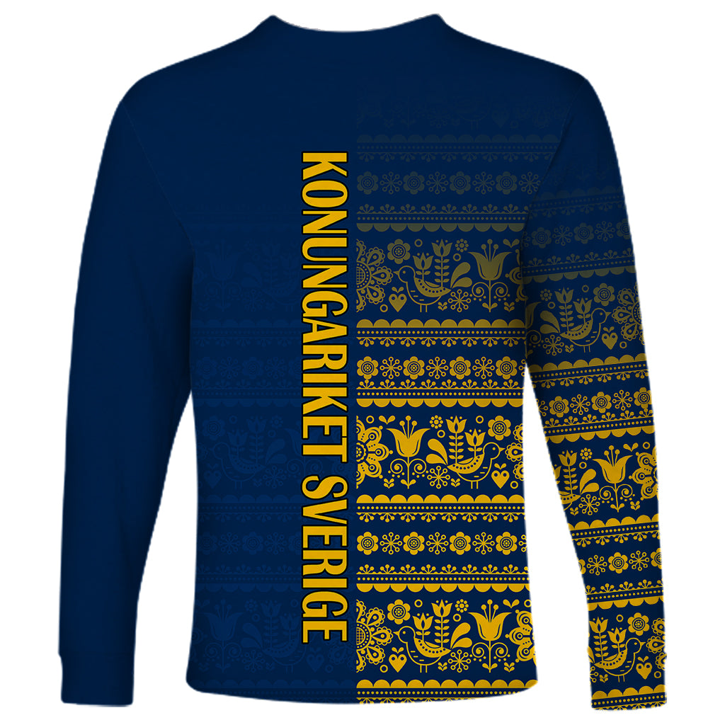 Sweden Tre Kronor Long Sleeve Shirt Sverige With Half Scandinavian Design - Wonder Print Shop