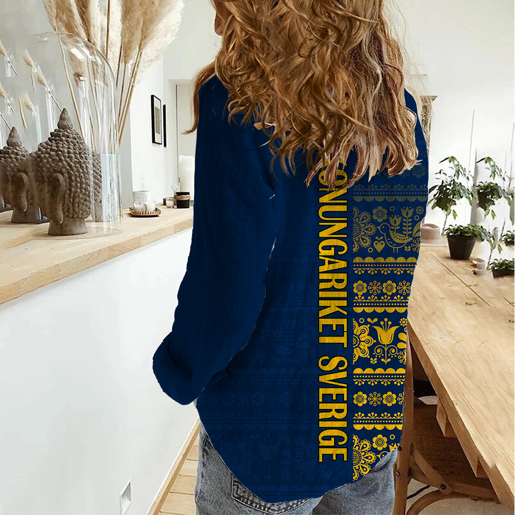 Sweden Tre Kronor Women Casual Shirt Sverige With Half Scandinavian Design - Wonder Print Shop
