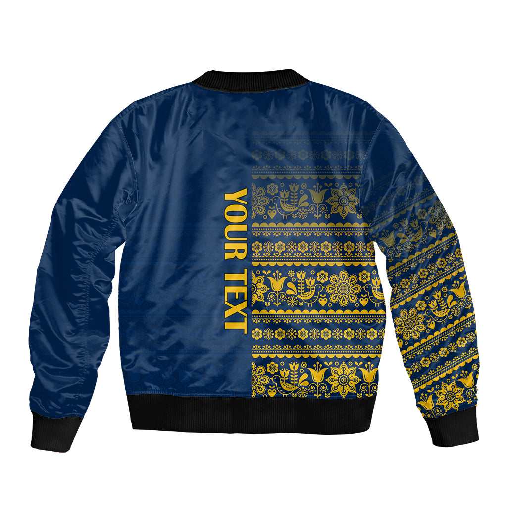 Custom Sweden Tre Kronor Bomber Jacket Sverige With Half Scandinavian Design LT9 - Wonder Print Shop