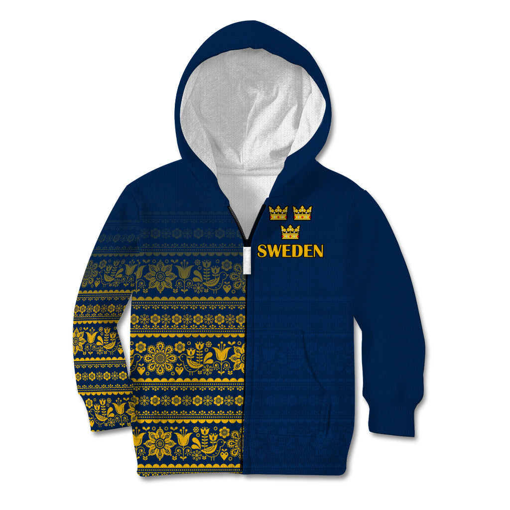 Custom Sweden Tre Kronor Kid Hoodie Sverige With Half Scandinavian Design - Wonder Print Shop