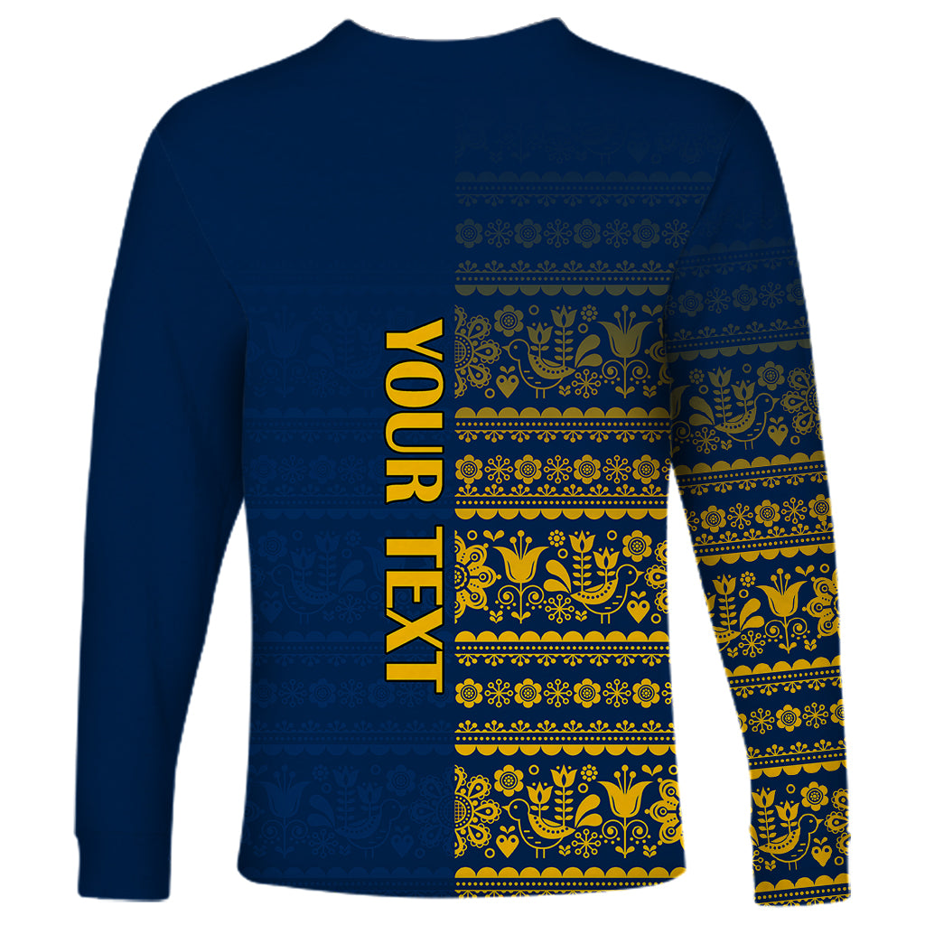 Custom Sweden Tre Kronor Long Sleeve Shirt Sverige With Half Scandinavian Design - Wonder Print Shop