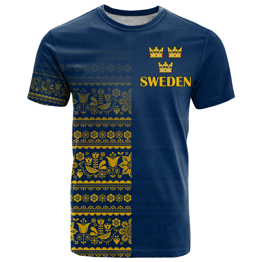 Custom Sweden Tre Kronor T Shirt Sverige With Half Scandinavian Design - Wonder Print Shop