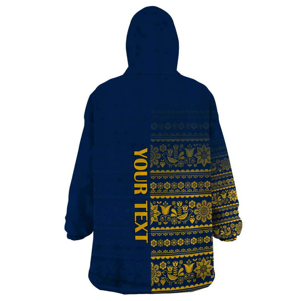 Custom Sweden Tre Kronor Wearable Blanket Hoodie Sverige With Half Scandinavian Design - Wonder Print Shop