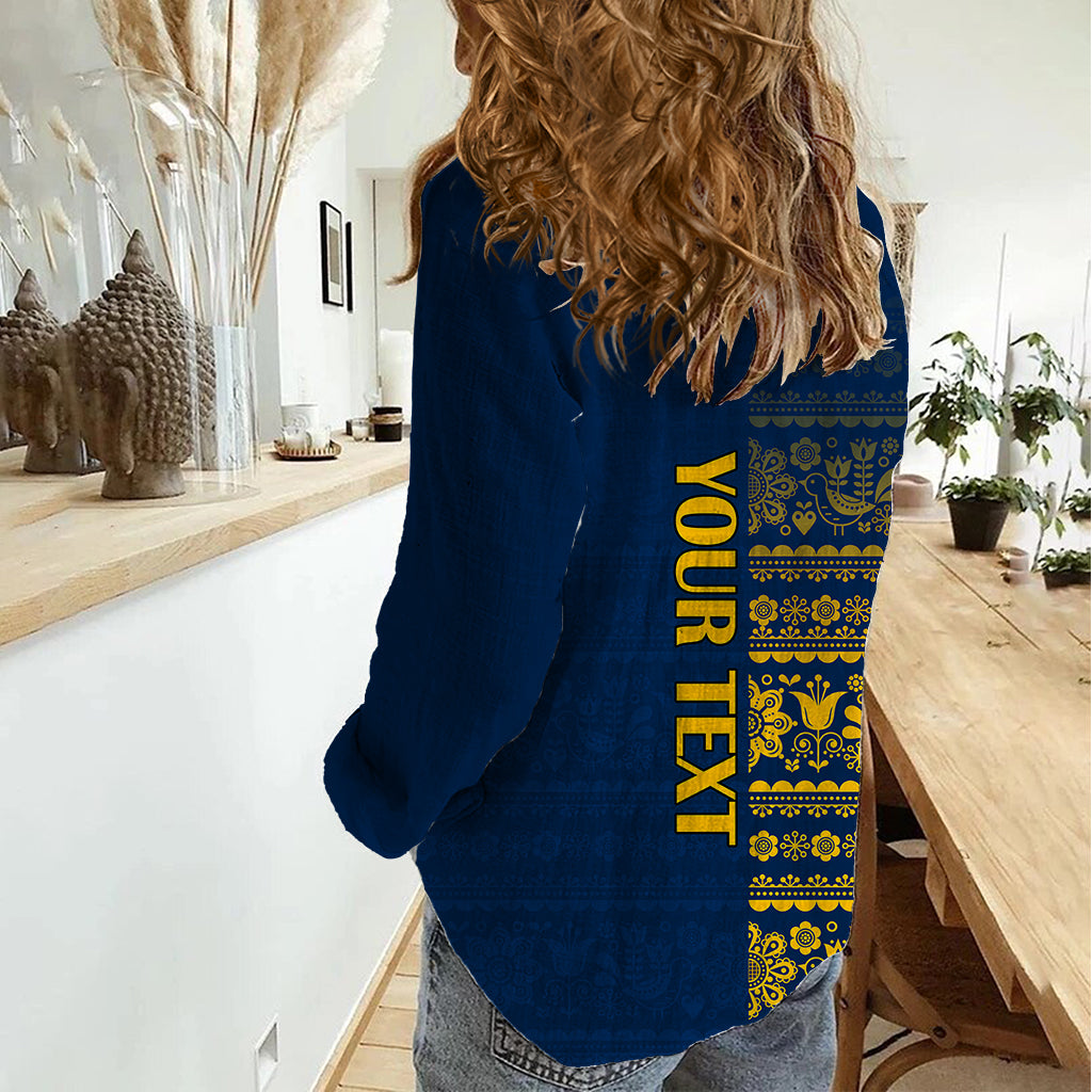 Custom Sweden Tre Kronor Women Casual Shirt Sverige With Half Scandinavian Design - Wonder Print Shop