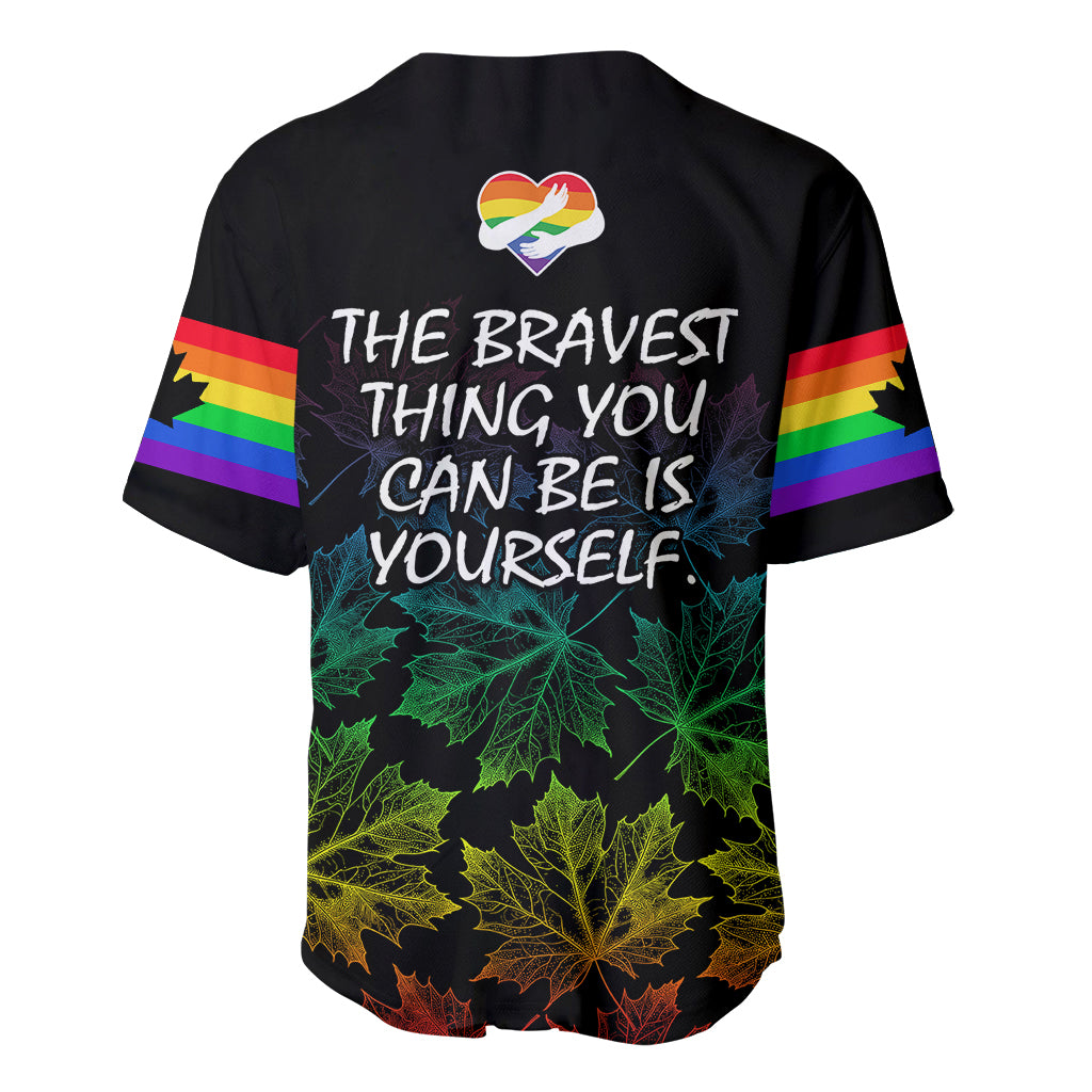 Canada LGBT History Month Baseball Jersey Hugging Rainbow Maple Leaves LT9 - Wonder Print Shop