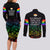 Canada LGBT History Month Couples Matching Long Sleeve Bodycon Dress and Long Sleeve Button Shirts Hugging Rainbow Maple Leaves LT9 - Wonder Print Shop