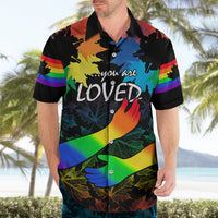 Canada LGBT History Month Hawaiian Shirt Hugging Rainbow Maple Leaves - Wonder Print Shop