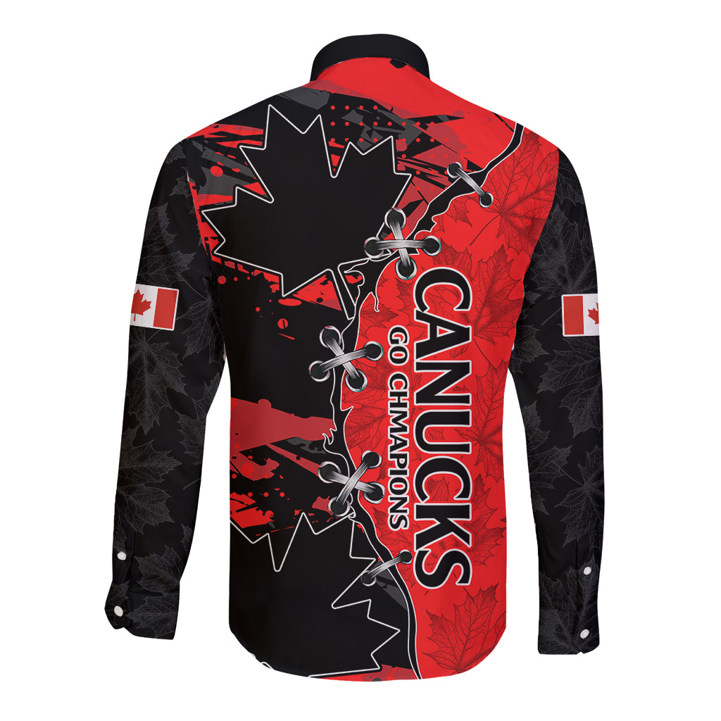 Canada Womens Soccer Long Sleeve Button Shirt Go Canucks Maple Leaf 2023 - Wonder Print Shop