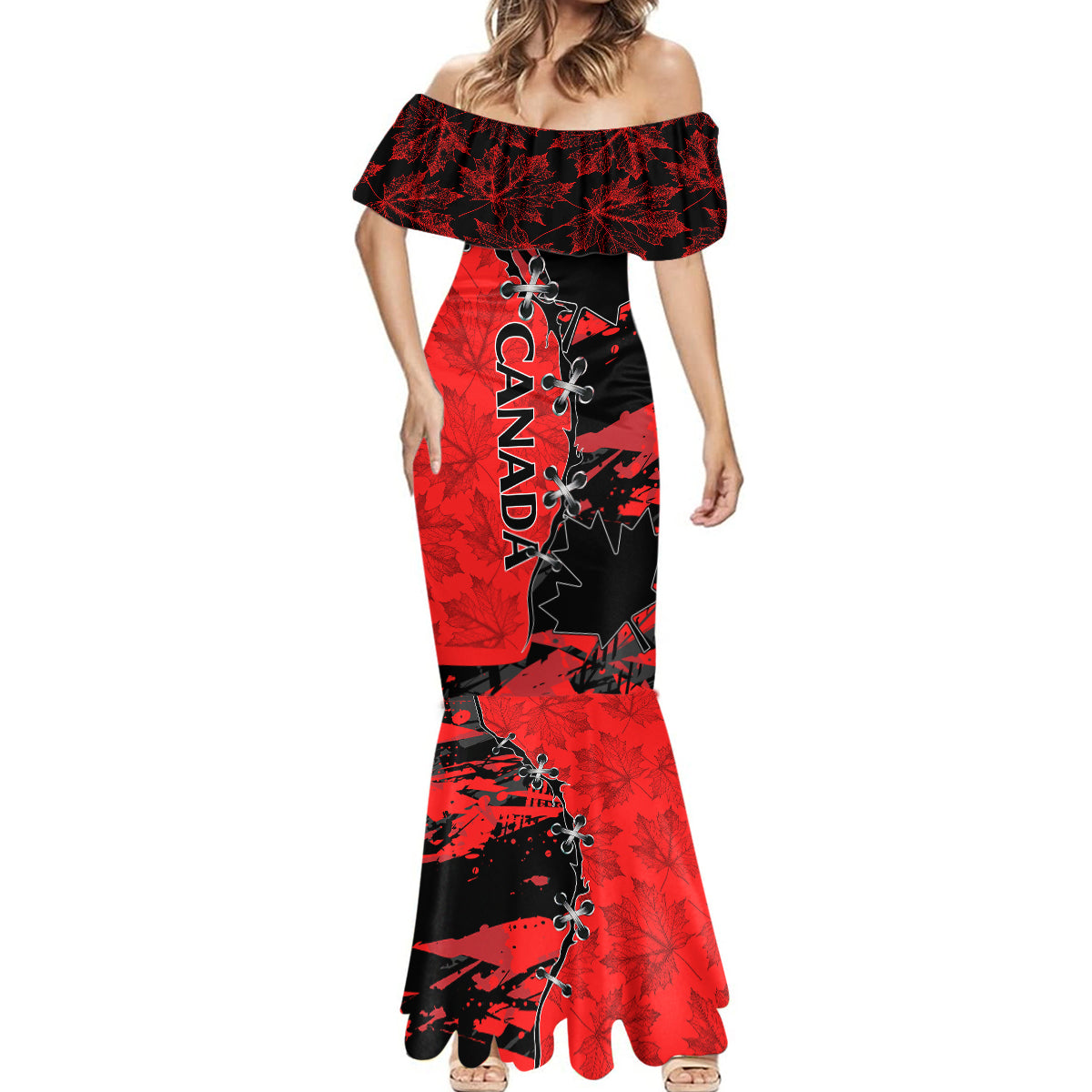 Canada Womens Soccer Mermaid Dress Go Canucks Maple Leaf 2023 - Wonder Print Shop