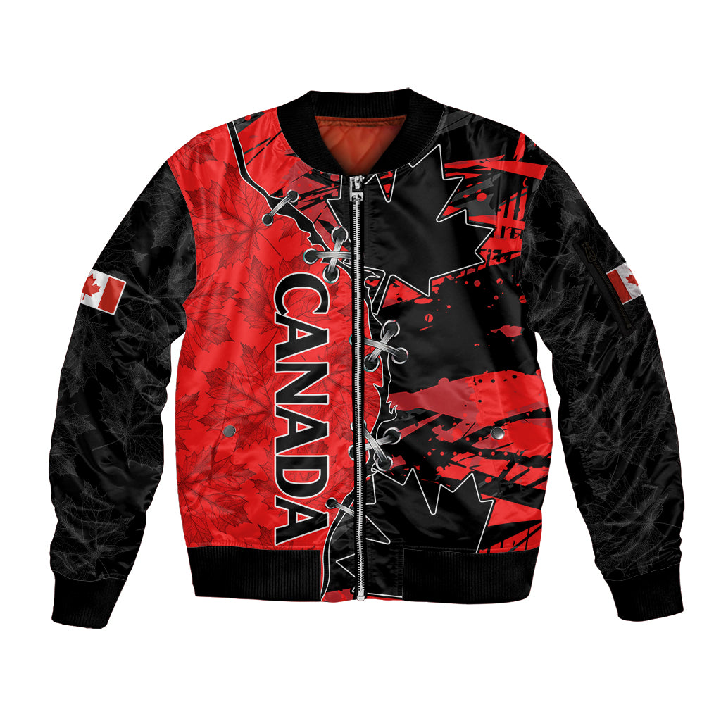 Canada Womens Soccer Sleeve Zip Bomber Jacket Go Canucks Maple Leaf 2023 - Wonder Print Shop