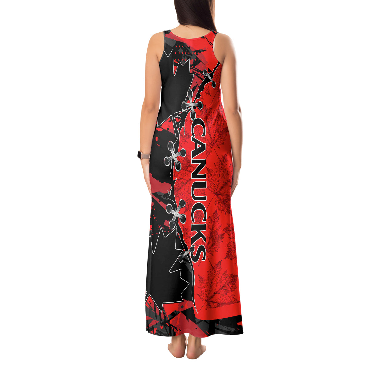Canada Womens Soccer Tank Maxi Dress Go Canucks Maple Leaf 2023 - Wonder Print Shop