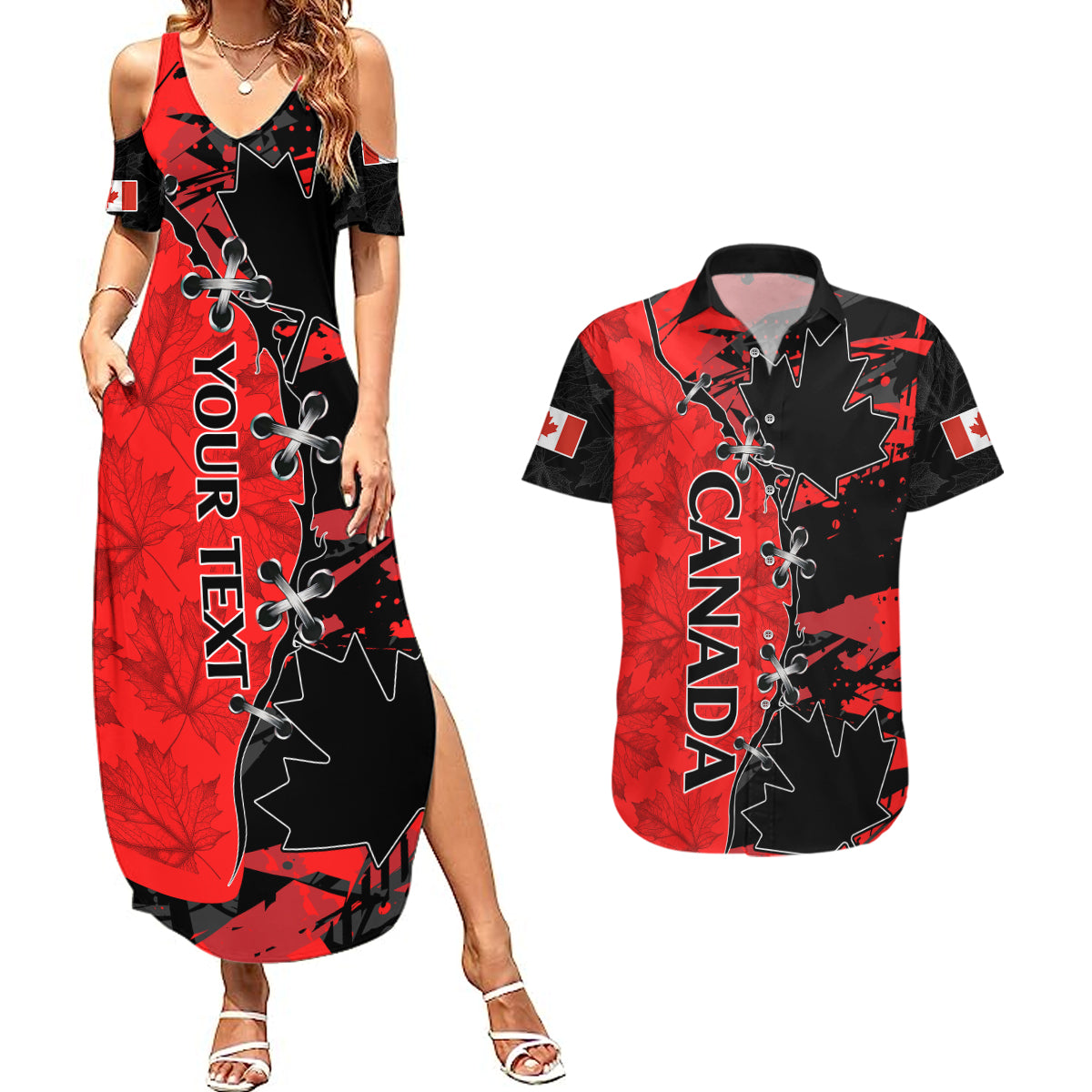 Custom Canada Womens Soccer Couples Matching Summer Maxi Dress and Hawaiian Shirt Go Canucks Maple Leaf 2023 LT9 - Wonder Print Shop