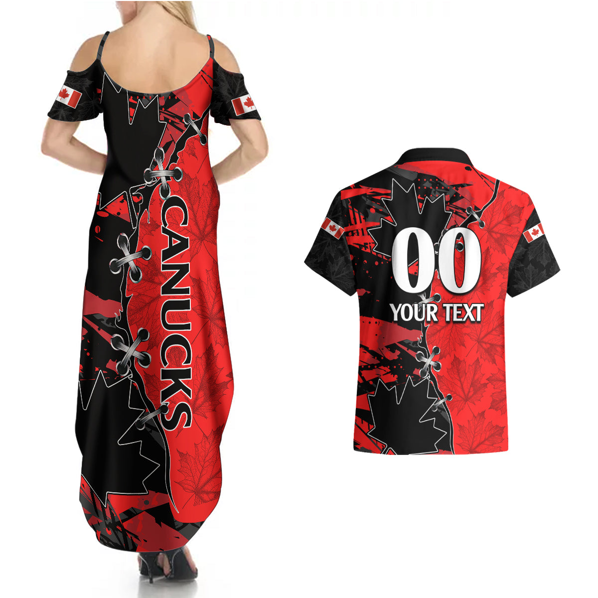 Custom Canada Womens Soccer Couples Matching Summer Maxi Dress and Hawaiian Shirt Go Canucks Maple Leaf 2023 LT9 - Wonder Print Shop