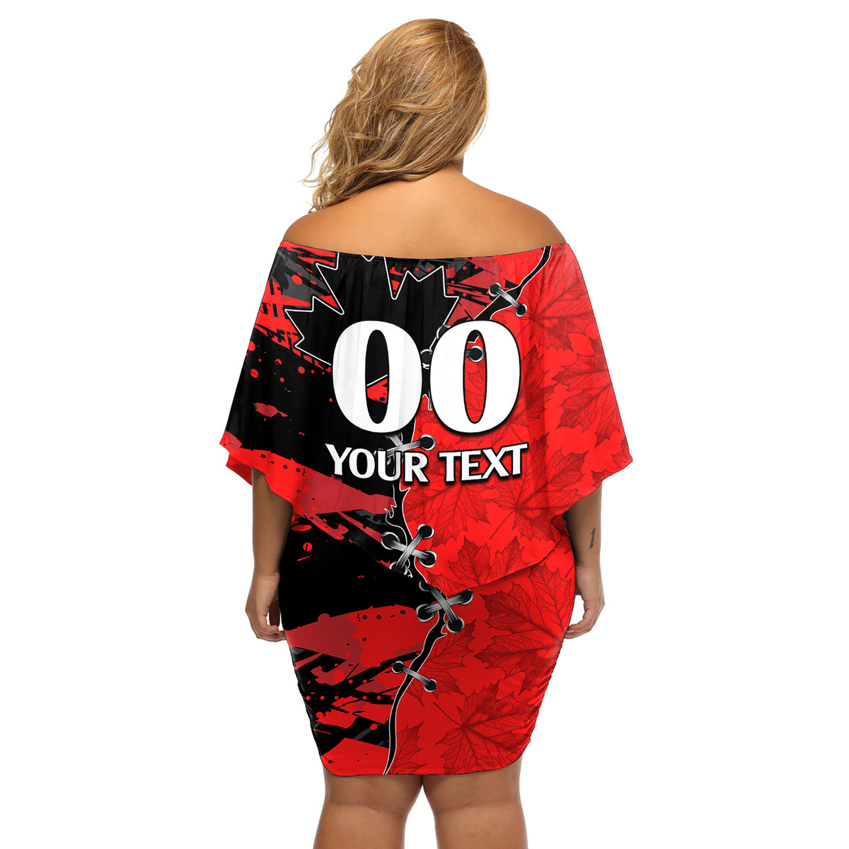 Custom Canada Womens Soccer Off Shoulder Short Dress Go Canucks Maple Leaf 2023 - Wonder Print Shop