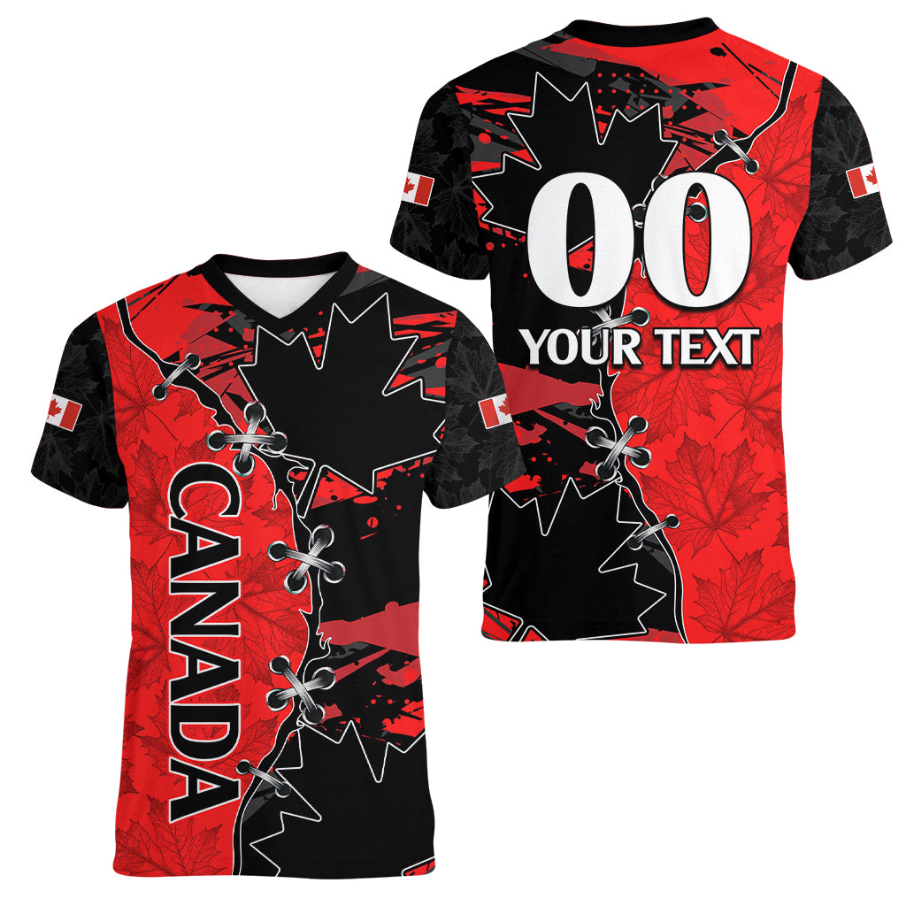 Custom Canada Womens Soccer Women V Neck T Shirt Go Canucks Maple Leaf 2023 - Wonder Print Shop
