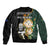 South Africa Protea and New Zealand Sleeve Zip Bomber Jacket Go All Black-Springboks Rugby with Kente And Maori - Wonder Print Shop