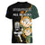 South Africa Protea and New Zealand Women V Neck T Shirt Go All Black-Springboks Rugby with Kente And Maori - Wonder Print Shop