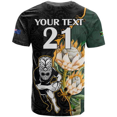 Custom South Africa Protea and New Zealand Baseball Jersey Go All Black-Springboks Rugby with Kente And Maori LT9
