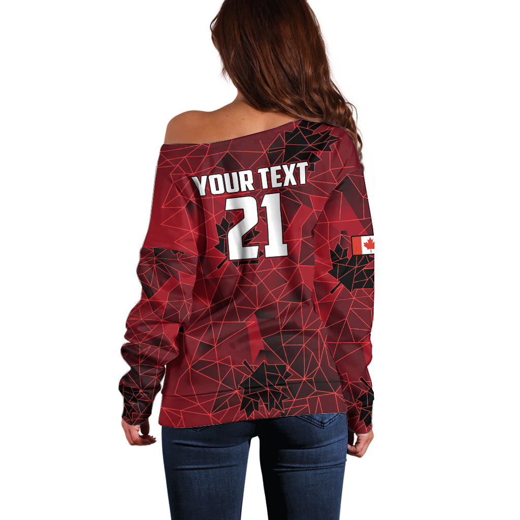 Custom Canada Soccer Off Shoulder Sweater Ladies Replica 2023 National Team - Wonder Print Shop