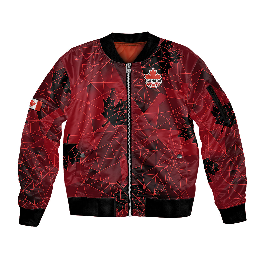 Custom Canada Soccer Sleeve Zip Bomber Jacket Ladies Replica 2023 National Team - Wonder Print Shop