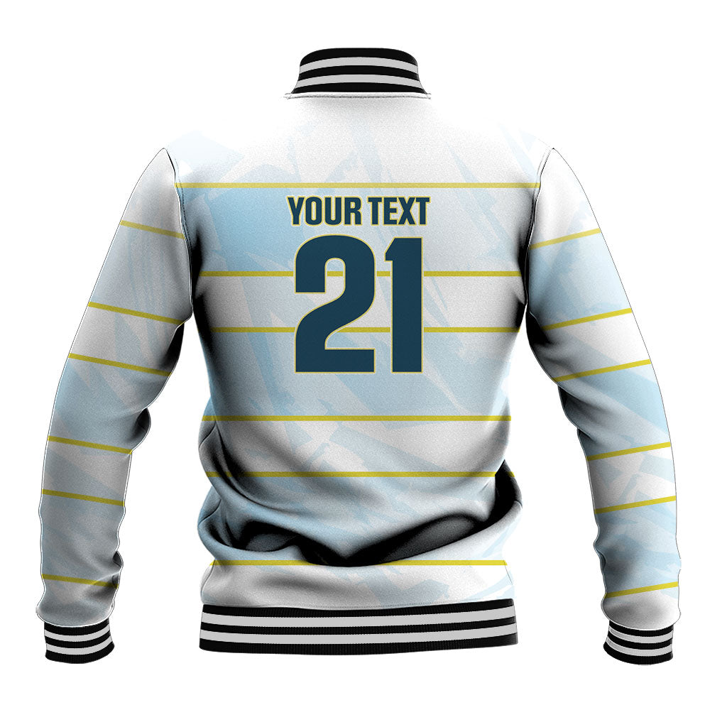 2026 Autumn Rugby Nations Argentina Custom Baseball Jacket Blue and White Stripes Pattern